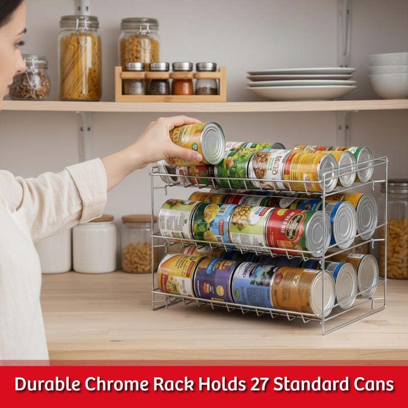 Chef Buddy Lavish Classic Cuisine 3 Tier Dispenser-Organizer Rack Holds up to 27 Cans-for Kitchen Pantry, Countertops, and Cabinets-Storage Accessories (Chrome) - Image 4
